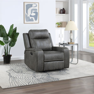 English Elm Forrest Grey Recliner Chair - Luxe Comfort With Modern Design, Plush Support & Easy-Clean Faux Leather B062P354047
