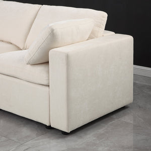 English Elm 68.5" Modular Loveseat Sofa With Ottoman - Versatile Chenille Couch For Small Spaces & Apartments W1123S00043