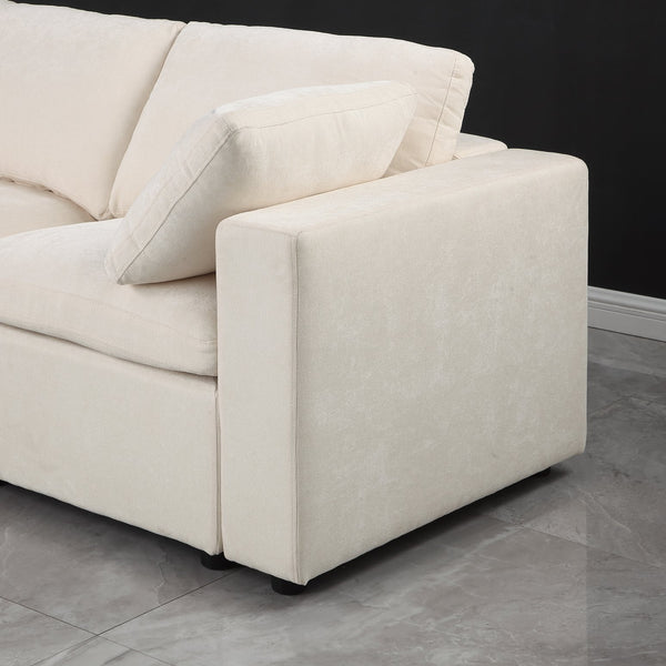 English Elm 68.5" Modular Loveseat Sofa With Ottoman - Versatile Chenille Couch For Small Spaces & Apartments W1123S00043