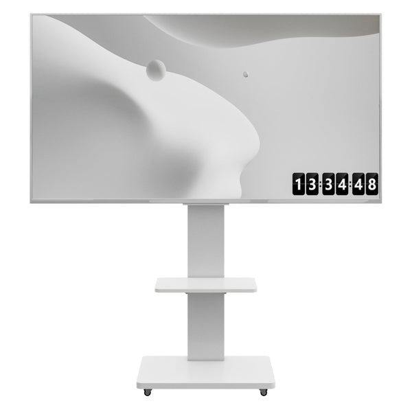 English Elm Tv Floor Stand Rolling Cart with Lockable Wheels Height Adjustable Iron Mdf Mount White W241P246880