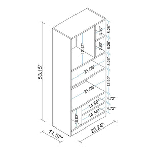 Manhattan Comfort Valenca Mid-Century Modern Bookcase White 23AMC6