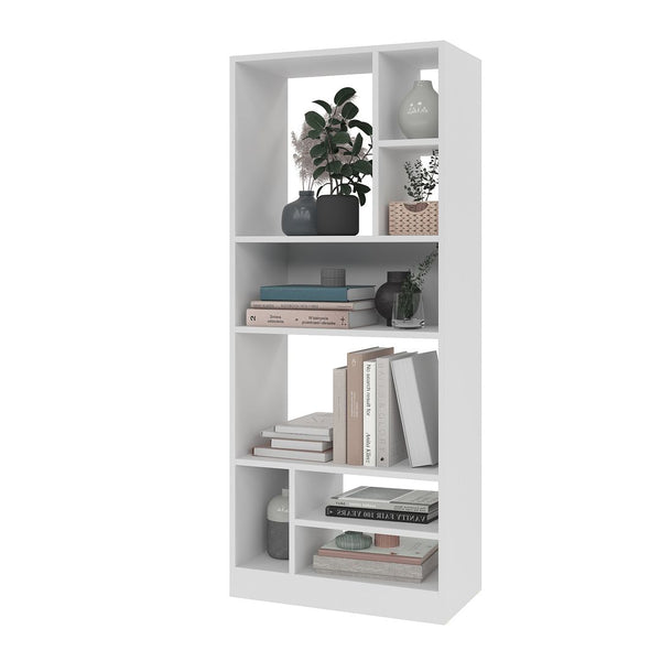 Manhattan Comfort Valenca Mid-Century Modern Bookcase White 23AMC6