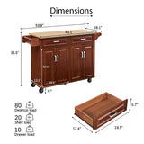 English Elm Mobile Kitchen Island Cart With 2 Drawers