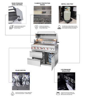 English Elm Outdoor Kitchen Island Grill Station 304 Steel 71500 Btu Propane with Sink W5007S00005