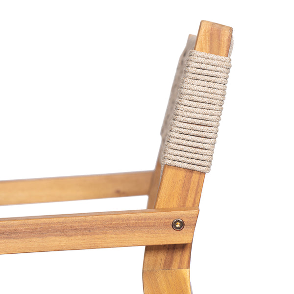 English Elm Christopher Knight Home® - Outdoor Rope Woven Acacia Dining Chair Set with Breathable Backrest and Durable Weather‑Resistant Wood Teak 39.5 L x 24.25 W x 10.25 H N776P247440T