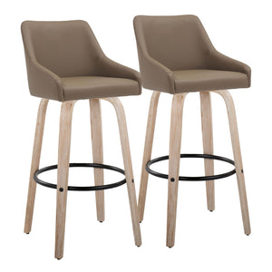 English Elm Adjustable Swivel Barstools Mid-century Walnut Faux Leather Kitchen Counter Set of 2 Brown B202S01920