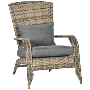 English Elm Outsunny Patio Wicker Adirondack Chair - Cozy All-Weather Rattan Chair With Plush Cushions & Style W2225P175516-GIGA