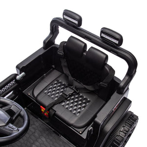English Elm 24v Kids Ride on Car with Parental Remote Four Wheel Suspension Led Lights Bluetooth Black W1578P235080