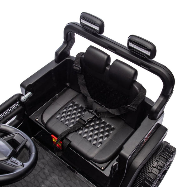 English Elm 24v Kids Ride on Car with Parental Remote Four Wheel Suspension Led Lights Bluetooth Black W1578P235080