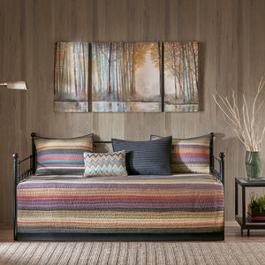 English Elm 6 Tissa Reversible Daybed Cover Set Quilted Multicolor Stripe & Chevron Pillow Twin Fit Charming Lodge-Inspired Look Multi 17.72 L x 15.75 W x 8.27 H B03597492