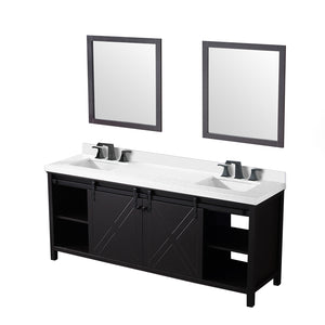 English Elm Brown Double Bath Vanity Set With Quartz Countertop, Matte Black Faucets, And Stylish Mirrors Included B2731S01076