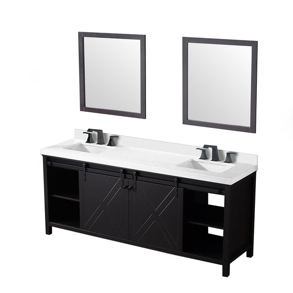 English Elm Brown Double Bath Vanity Set With Quartz Countertop, Matte Black Faucets, And Stylish Mirrors Included B2731S01076