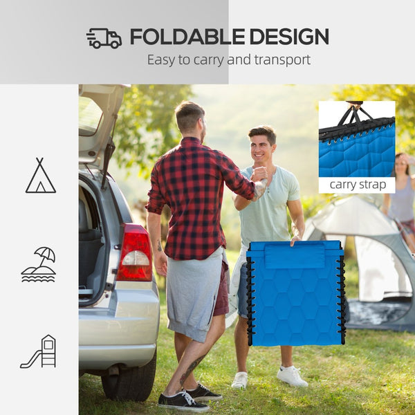 English Elm Outsunny Folding Chaise Lounge Set - 5-Level Recline, Padded Comfort, Portable Beach Chairs, Blue W2225P200624-GIGA