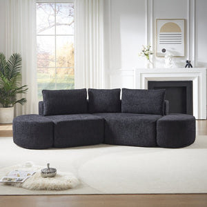 English Elm [video]106.3-inch V-shape Modular Chenille Sectional Sofa with Ottomans for Living Rooms W3505P383965