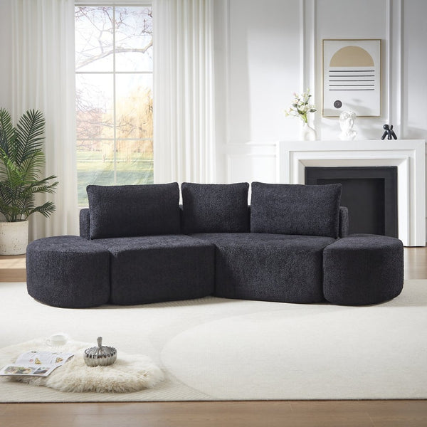 English Elm [video]106.3-inch V-shape Modular Chenille Sectional Sofa with Ottomans for Living Rooms W3505P383965