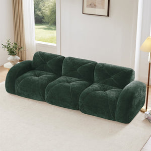 English Elm 110''boneless Velvet Sectional Sofa Modular Cloud Seating with Tufted Cushions for Living Rooms Green W714S01613