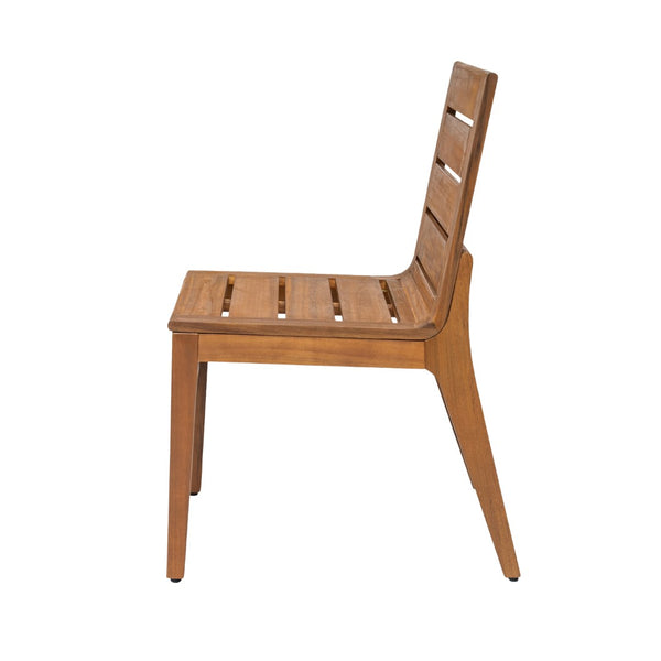 English Elm Outdoor Acacia Wood Patio Dining Chairs Set of 2 Teak Slatted Ergonomic Garden Seating N773P355906T