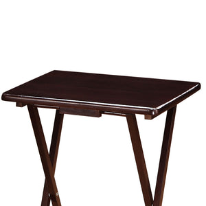 English Elm Cranston Cappuccino 4-Piece Folding TV Tray Table Set with Stand – Durable Asian Hardwood, Versatile Use B062P333399