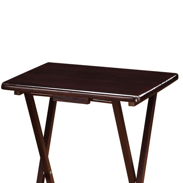English Elm Cranston Cappuccino 4-Piece Folding TV Tray Table Set with Stand – Durable Asian Hardwood, Versatile Use B062P333399