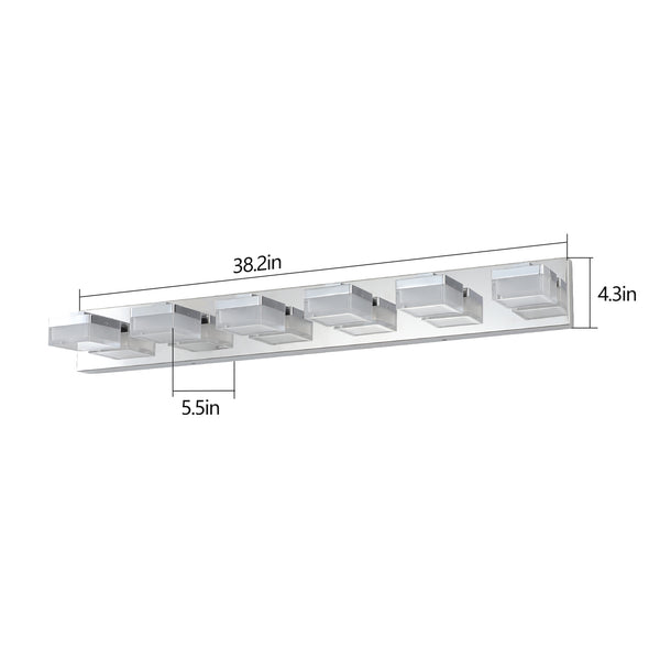 English Elm Modern 6-Light Chrome Led Vanity Light Fixture - Flattering Illumination For Bathrooms & Makeup Areas W2312P374912