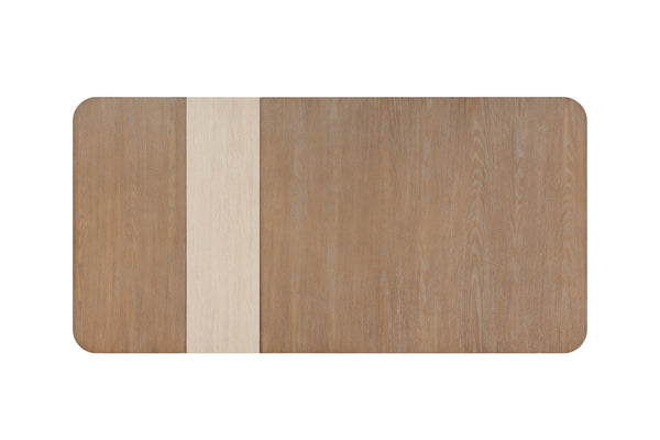 English Elm Assymetrical Stone Slab Dining Table with Beige Solid Wood Base, 84" x 42" Sculptural Modern centerpiece B2699P293515