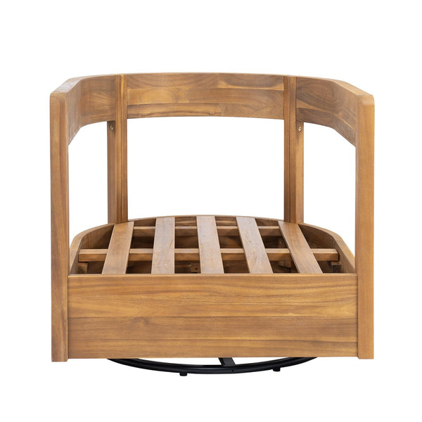 English Elm Telluride Outdoor Acacia Wood Swivel Club Chair Coastal Patio Seating Teak+ Beige N775P304793T