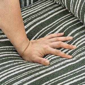 English Elm Modern Striped Upholstered Accent Chair with Arms, Nailhead Trim, Solid Wood Frame and Plush Foam Seating Green W3373P363922