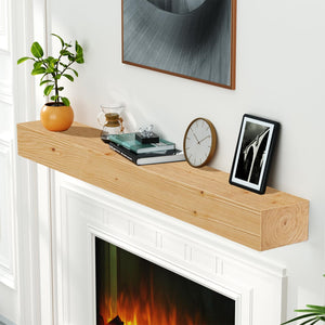 English Elm Fireplace Mantel - Handcrafted 60" Solid Pine Floating Shelf For Stylish Home Decor & Easy Installation T3210P392799