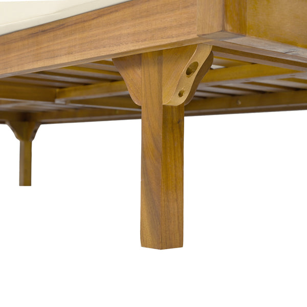 English Elm Christopher Knight Home® - Wicker Outdoor Patio Daybed and Coffee Table Set — All-Weather Acacia Frame, Water-Resistant Cushions Teak+ Beige N770P234486F_N770P205570B