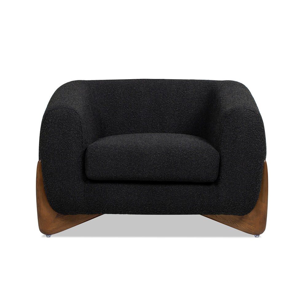 English Elm Jennifer Taylor Home - Alpine 44" Sherpa Arm Chair in Ebony Bouclé with 24" Deep Seat, Removable Cushion, Oak Legs Black B2719P238342