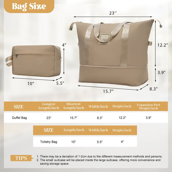 English Elm 6 Piece Hardshell Abs Travel Set with Spinner Wheels Combination Lock and Toiletry Bag Khaki N732P391465K