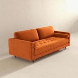 English Elm Ashcroft Furniture - Anthony Burnt Orange Pillow Back Velvet Sofa