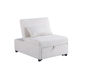 English Elm Contemporary Armless Sleeper Sofa Chair with Sherpa Tufted Seat, Pull-Out Bed & Accent Pillow, White B011P200214