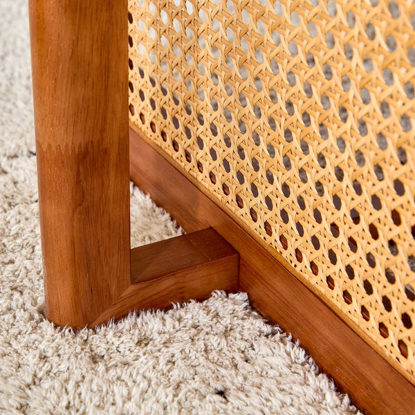 English Elm Chinese Walnut Imitation Rattan Coffee Table Rectangular Rubberwood Low Tea Table — Compact Chic, Easy Assembly, Durable Style W1512P380701