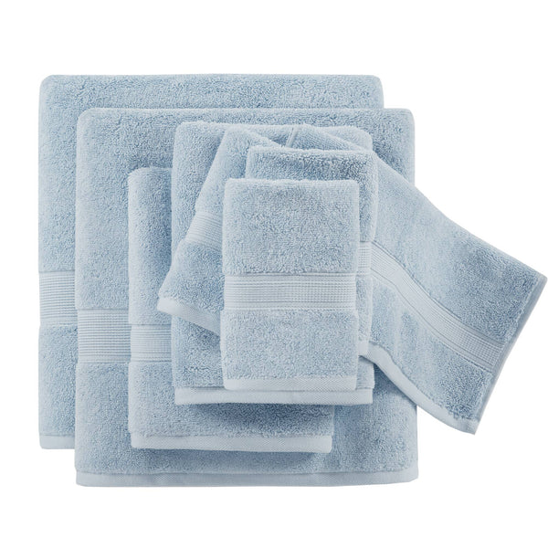 JLA Home Madison Park Signature - Ultra-Soft 100% Cotton Towels | 800 GSM Plush Spa-Quality Set with Antimicrobial Finish, Oeko‑Tex Safe Light Blue MPS73-198
