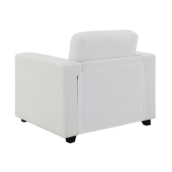 English Elm Oversized Mid-Century Chenille Accent Chair with 7" Memory Foam Seat, Solid Wood Legs, Durable Upholstery Ivory W2671P292061