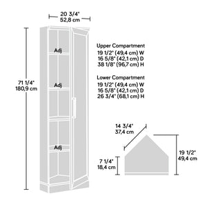 English Elm Corner Storage Cabinet Brown Finish - Tall 71" Corner Organizer with 3 Adjustable Shelves, Multi-Use B356P402605
