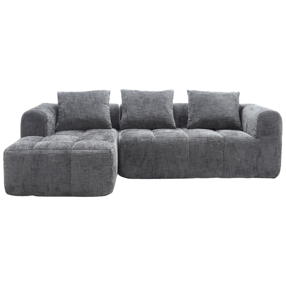 English Elm United Modern Chenille 98.42-Inch L-Shaped Modular Sectional Sofa With Chaise & Side Pockets P2 W1568S00146-GIGA