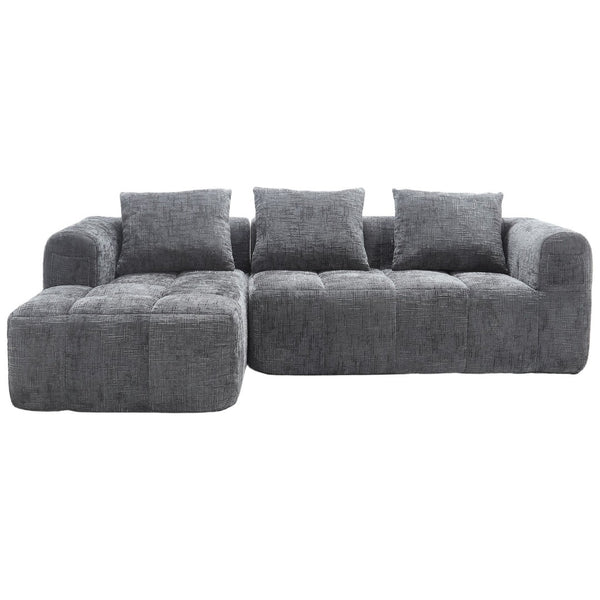 English Elm United Modern Chenille 98.42-Inch L-Shaped Modular Sectional Sofa With Chaise & Side Pockets P2 W1568S00146-GIGA