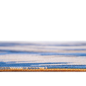 Unique Loom Outdoor Modern Aztec Machine Made Geometric Rug Blue, Ivory/Navy Blue/Black 8' 0" x 8' 0"