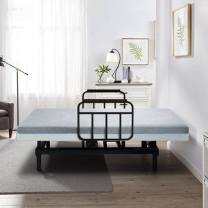 English Elm Electric Lift Bed with OKIN Motor, Memory Foam Mattress, Quiet 50,000-Cycle Frame, Fall-Safe Rails Black,Grey W2699S00061