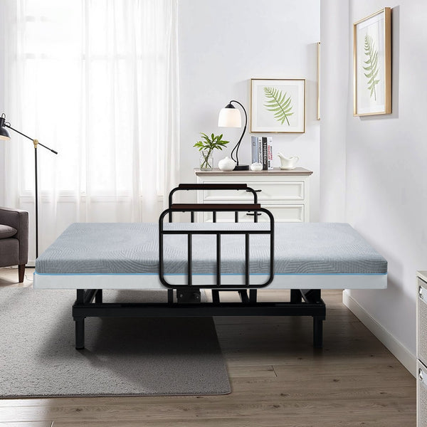 English Elm Electric Lift Bed with OKIN Motor, Memory Foam Mattress, Quiet 50,000-Cycle Frame, Fall-Safe Rails Black,Grey W2699S00061