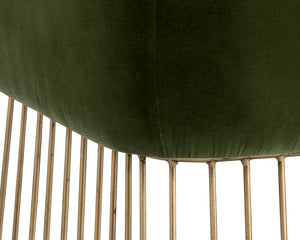 Sunpan Gala Dining Armchair - Rustic Modern Design with Comfortable Seat and Antique Brass Base for Any Space Forest Green