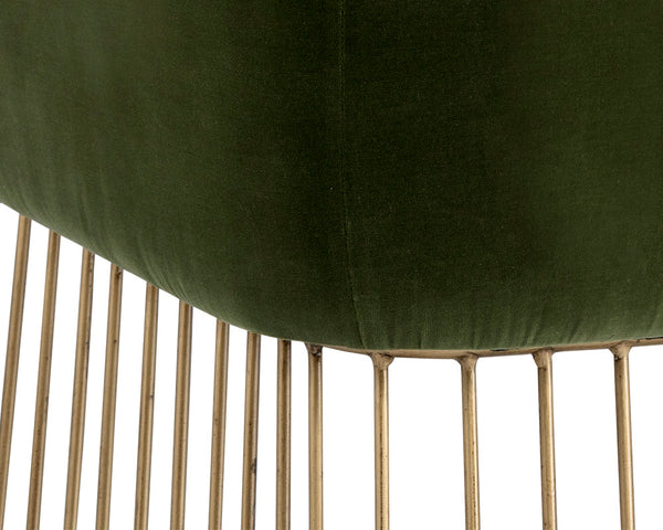 Sunpan Gala Dining Armchair - Rustic Modern Design with Comfortable Seat and Antique Brass Base for Any Space Forest Green