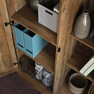 English Elm Storage Cabinet Rustic Brown Engineered Wood Tall Organizer with Adjustable Shelves for Pantry, Office, Shoes, Durable Design, Quick Assembly B356P402671