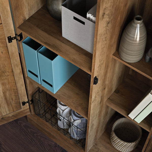 English Elm Storage Cabinet Rustic Brown Engineered Wood Tall Organizer with Adjustable Shelves for Pantry, Office, Shoes, Durable Design, Quick Assembly B356P402671