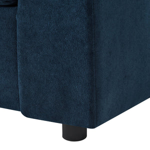 English Elm Modern Multifunctional Armchair with Chaise Lounge, Hidden Ottoman Storage, USB Ports & Cup Holders Blue N719P292700C