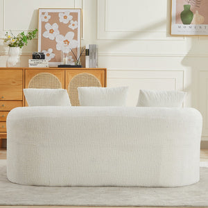 English Elm Curved Chenille Loveseat with Memory Foam Deep Seat and Three Pillows for Compact Living Beige W2915P370964
