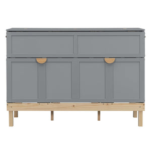 English Elm Queen Murphy Wall Bed Solid Pine Cabinet with Drawer Modern Space Saving Design Gray N708P243886E