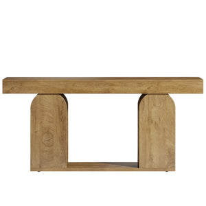 English Elm Coffee Console Table Industrial Metal Frame Vintage Wood Grain 2 Tier Entryway Sofa T3971P446992